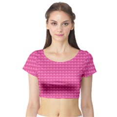 Abstract Background Card Decoration Pink Short Sleeve Crop Top by Pakrebo