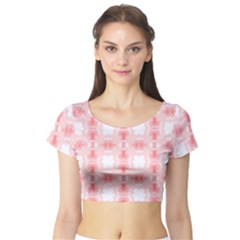 Seamless Wallpaper Butterfly Short Sleeve Crop Top by Pakrebo