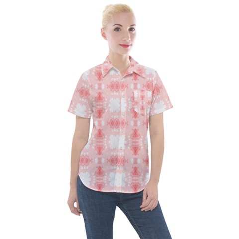 Seamless Wallpaper Butterfly Women s Short Sleeve Pocket Shirt by Pakrebo