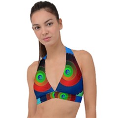 Fractal Spiral Curve Helix Halter Plunge Bikini Top by Pakrebo