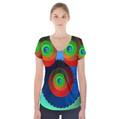 Fractal Spiral Curve Helix Short Sleeve Front Detail Top by Pakrebo