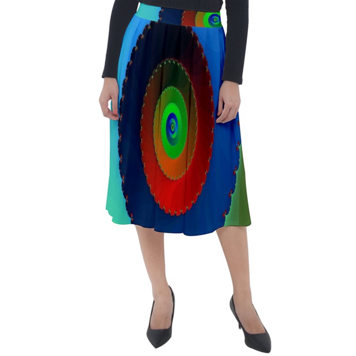 Fractal Spiral Curve Helix Classic Velour Midi Skirt 