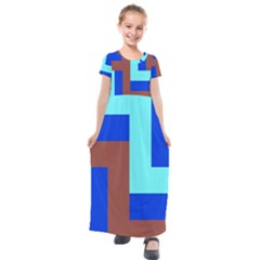 Abstract Background Abstraction Kids  Short Sleeve Maxi Dress