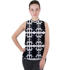 Seamless Pattern Design Ornament Mock Neck Chiffon Sleeveless Top by Pakrebo