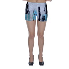 The City Of The Future Collage Skinny Shorts by Pakrebo