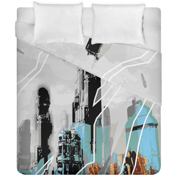 The City Of The Future Collage Duvet Cover Double Side (California King Size)