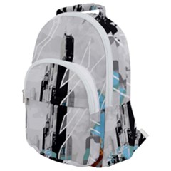 The City Of The Future Collage Rounded Multi Pocket Backpack