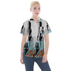 The City Of The Future Collage Women s Short Sleeve Pocket Shirt