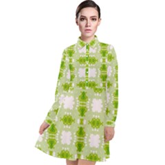 Seamless Wallpaper Background Green White Long Sleeve Chiffon Shirt Dress