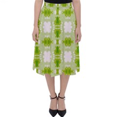 Seamless Wallpaper Background Green White Classic Midi Skirt by Pakrebo