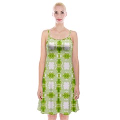 Seamless Wallpaper Background Green White Spaghetti Strap Velvet Dress by Pakrebo