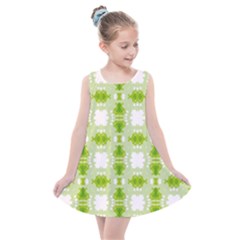 Seamless Wallpaper Background Green White Kids  Summer Dress by Pakrebo