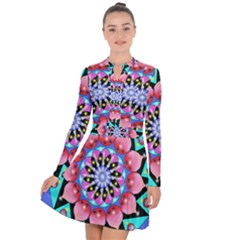 Mandala Symmetry Meditation Long Sleeve Panel Dress by Pakrebo