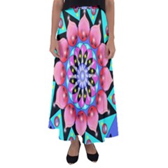 Mandala Symmetry Meditation Flared Maxi Skirt