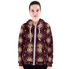 Seamless Ornament Symmetry Lines Women s Zipper Hoodie by Pakrebo