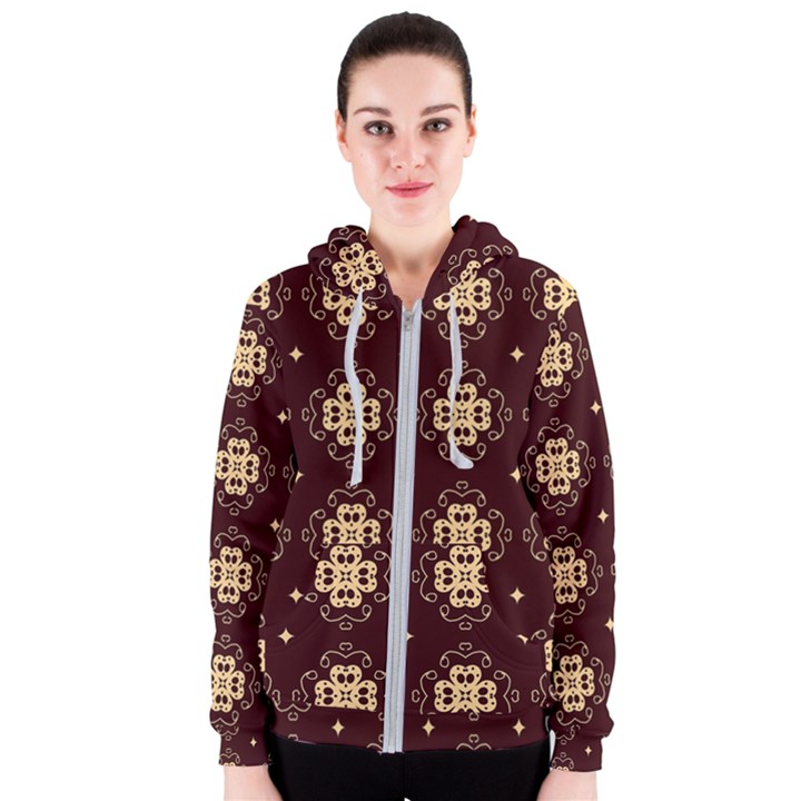 Seamless Ornament Symmetry Lines Women s Zipper Hoodie