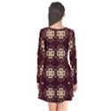 Seamless Ornament Symmetry Lines Long Sleeve V-neck Flare Dress View2