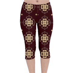 Seamless Ornament Symmetry Lines Velvet Capri Leggings 