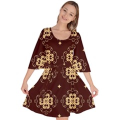 Seamless Ornament Symmetry Lines Velour Kimono Dress