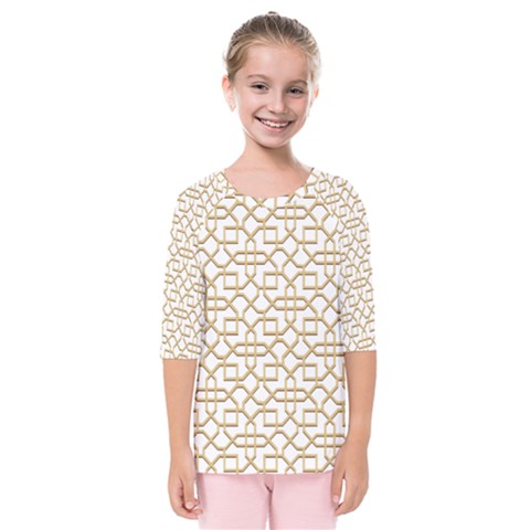 Graphic Mughal Pattern Jali Jaali Kids  Quarter Sleeve Raglan Tee by Pakrebo