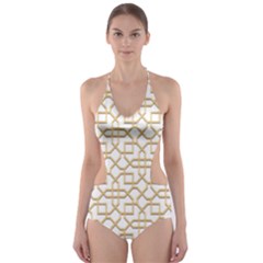 Graphic Mughal Pattern Jali Jaali Cut-out One Piece Swimsuit by Pakrebo