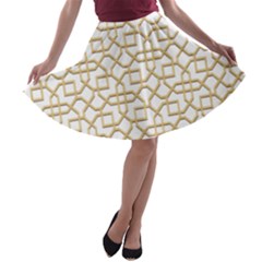 Graphic Mughal Pattern Jali Jaali A-line Skater Skirt by Pakrebo