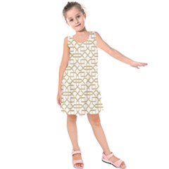 Graphic Mughal Pattern Jali Jaali Kids  Sleeveless Dress by Pakrebo