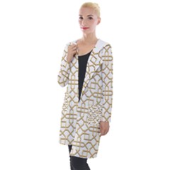 Graphic Mughal Pattern Jali Jaali Hooded Pocket Cardigan by Pakrebo