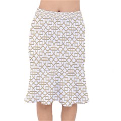 Graphic Mughal Pattern Jali Jaali Short Mermaid Skirt by Pakrebo