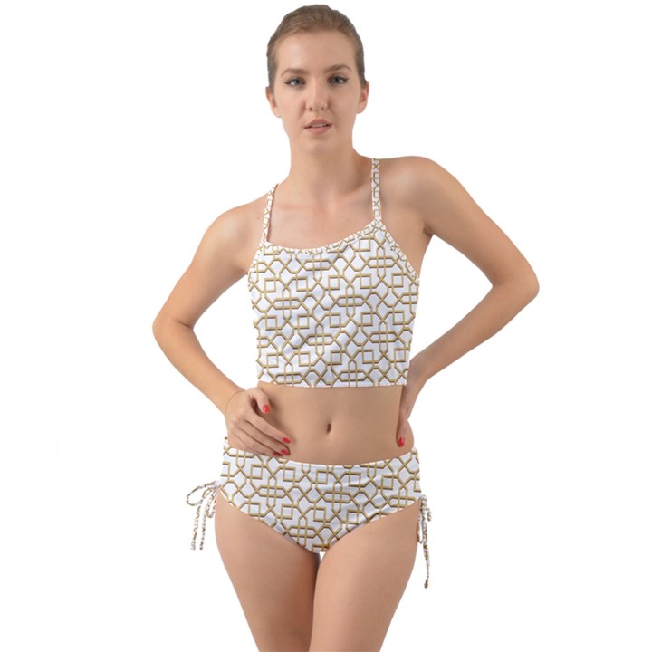 Graphic Mughal Pattern Jali Jaali Mini Tank Bikini Set