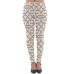 Graphic Mughal Pattern Jali Jaali Lightweight Velour Leggings by Pakrebo