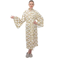 Graphic Mughal Pattern Jali Jaali Maxi Tie Front Velour Kimono by Pakrebo