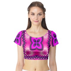 Kaleidoscope Ornament Pattern Short Sleeve Crop Top by Pakrebo