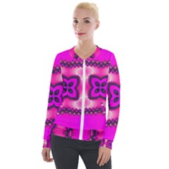 Kaleidoscope Ornament Pattern Velour Zip Up Jacket by Pakrebo