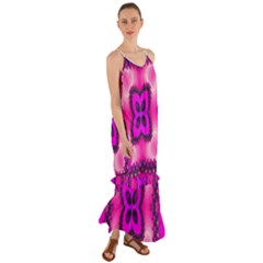 Kaleidoscope Ornament Pattern Cami Maxi Ruffle Chiffon Dress