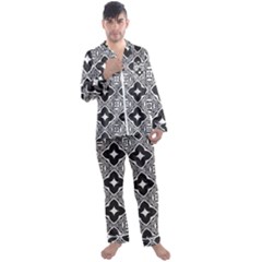 Seamless Pattern Ornament Men s Satin Pajamas Long Pants Set by Pakrebo