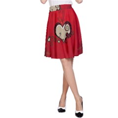 Beautiful Elegant Hearts With Roses A-line Skirt by FantasyWorld7