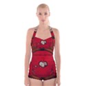 Beautiful Elegant Hearts With Roses Boyleg Halter Swimsuit  View1