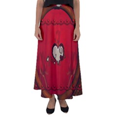 Beautiful Elegant Hearts With Roses Flared Maxi Skirt by FantasyWorld7