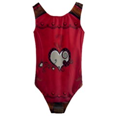 Beautiful Elegant Hearts With Roses Kids  Cut-out Back One Piece Swimsuit by FantasyWorld7