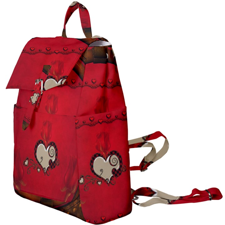 Beautiful Elegant Hearts With Roses Buckle Everyday Backpack