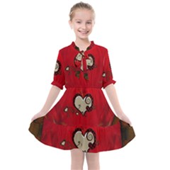 Beautiful Elegant Hearts With Roses Kids  All Frills Chiffon Dress