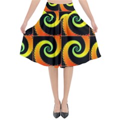 Spiral Seamless Pattern Fractal Flared Midi Skirt by Pakrebo