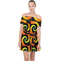 Spiral Seamless Pattern Fractal Off Shoulder Chiffon Dress by Pakrebo