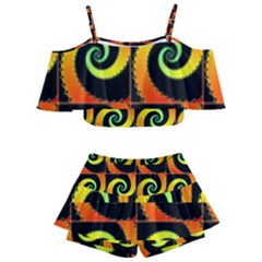 Spiral Seamless Pattern Fractal Kids  Off Shoulder Skirt Bikini