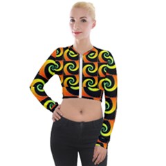 Spiral Seamless Pattern Fractal Long Sleeve Cropped Velvet Jacket