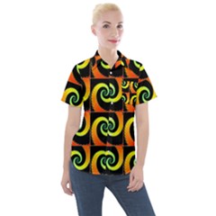 Spiral Seamless Pattern Fractal Women s Short Sleeve Pocket Shirt