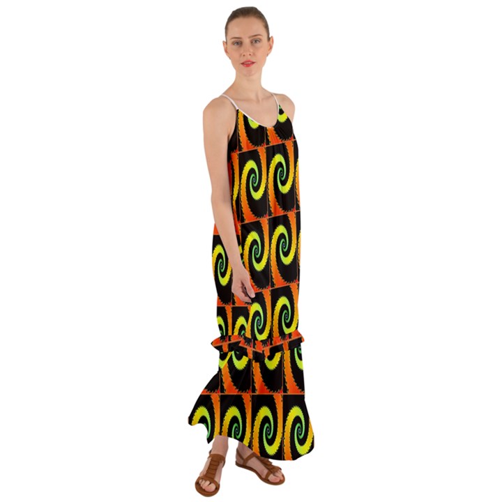 Spiral Seamless Pattern Fractal Cami Maxi Ruffle Chiffon Dress