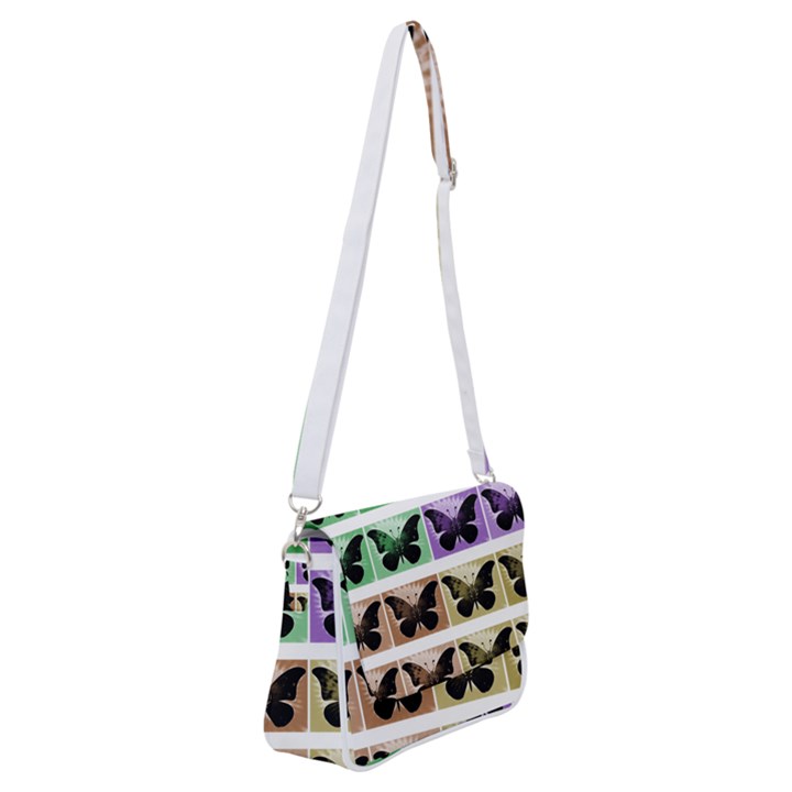 Seamless Wallpaper Butterfly Shoulder Bag with Back Zipper