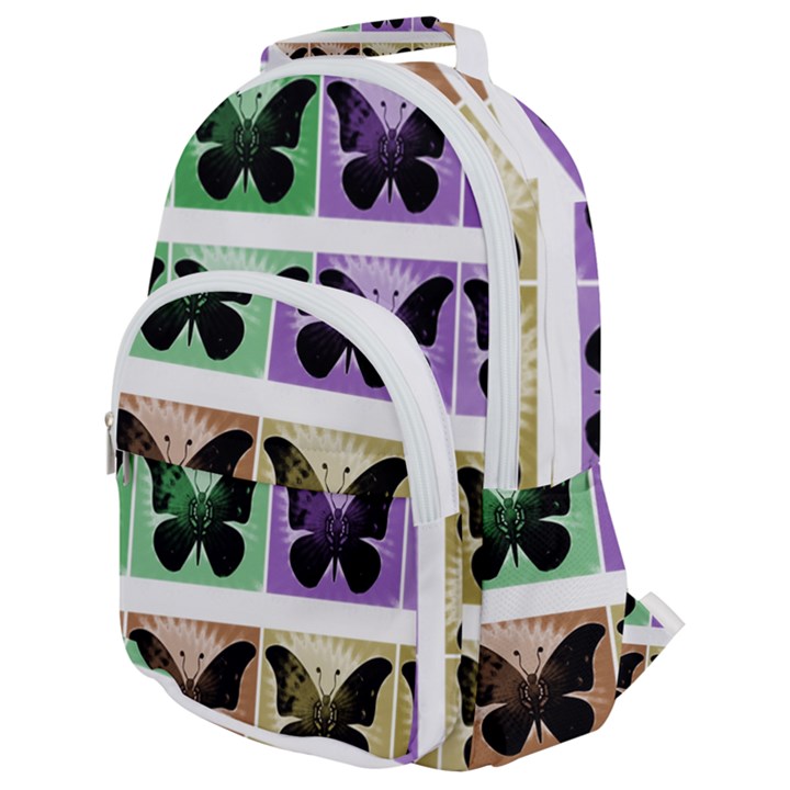 Seamless Wallpaper Butterfly Rounded Multi Pocket Backpack